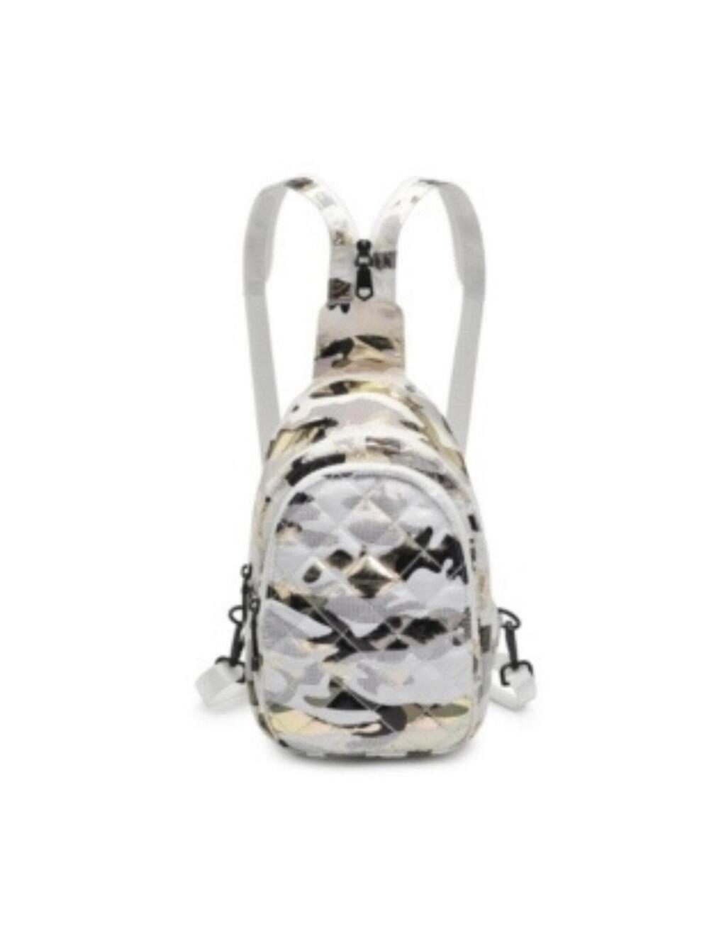 80$ SOL AND SELENE On The Run Quilted Sling Bags Size One White Metallic Camo